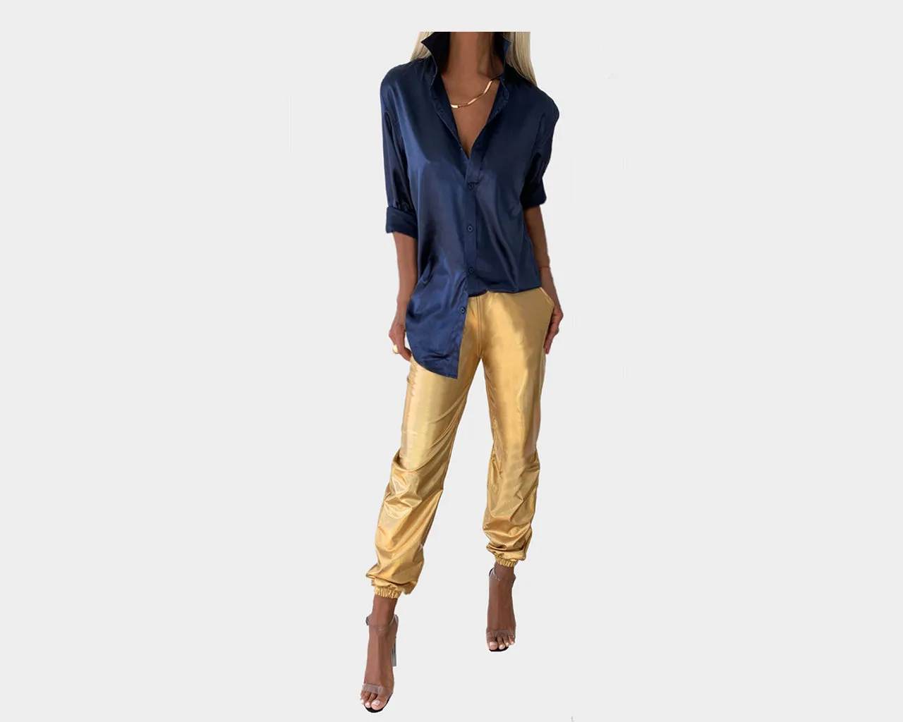 49 Gold Rush Wet look Weekender Pants - The Park Avenue