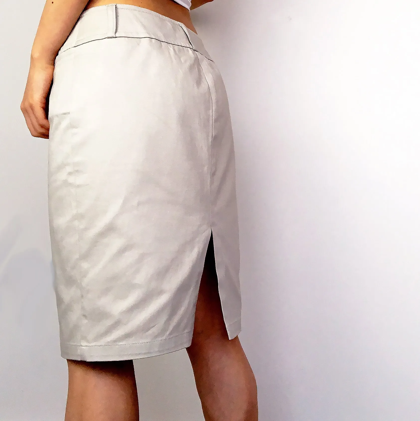 90S Y2K FRENCH CONNECTION BEIGE MID LENGTH PENCIL SKIRT