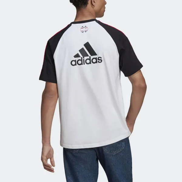 adidas Manchester United Soccer/Football Mufc Tg Tee Casual Sports Round Neck Colorblock Short Sleeve White, Multicolor