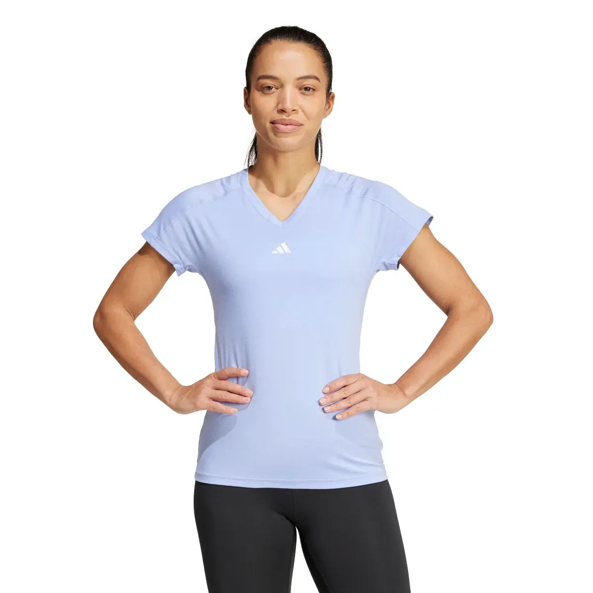 adidas Women's Aeroready Train Essentials Minimal Branding V-Neck T-Shirt