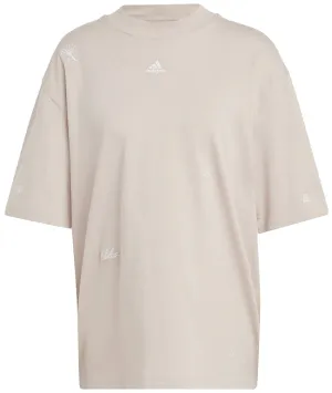 Adidas Womens BLUV Q1 Boyfriend T Shirt Wonder Taupe White