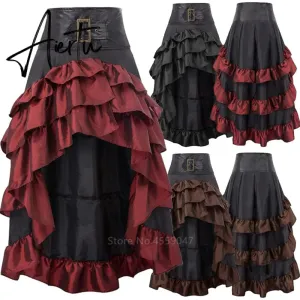 Aiertu  New Halloween Costumes for Women Adult Medieval Dress Vintage Renaissance Ruffle Skirt Carnival Performance Middle Ages Dresses