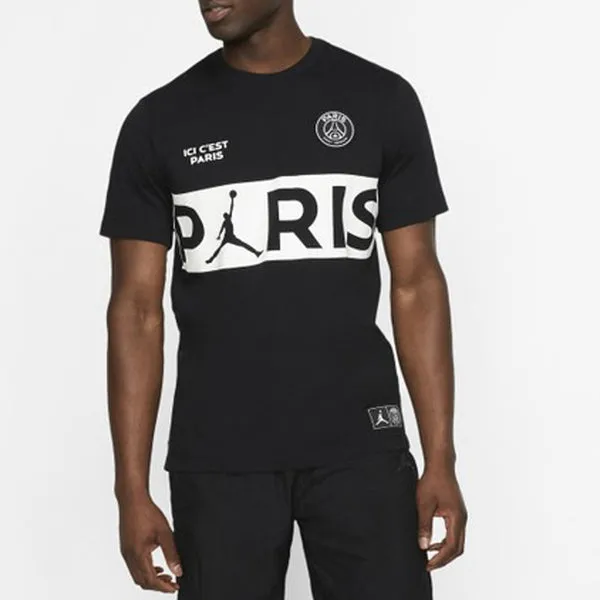 Air Jordan x PSG Crossover Paris Saint-Germain Short Sleeve 'Black White' T-Shirt, Black