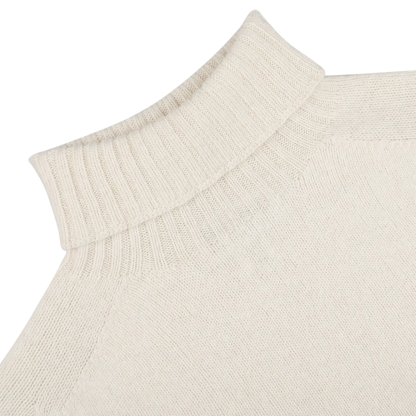 Almond White Extrafine Lambswool Rollneck