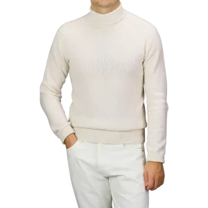 Almond White Extrafine Lambswool Rollneck