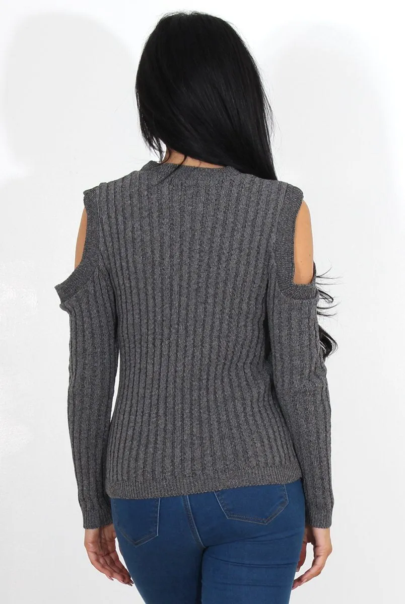 Auden Grey Cold Shoulder Top