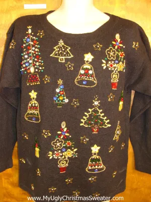 Bling Trees Retro Horrible Ugly Christmas Sweater Pullover