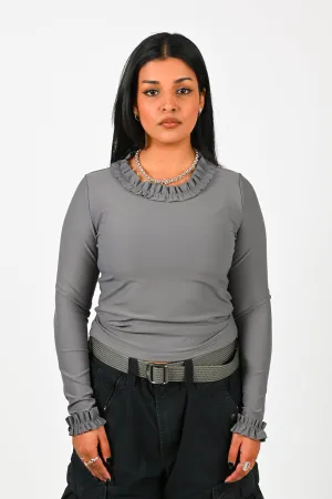 Bodicia B Frill Long Sleeve in Grey