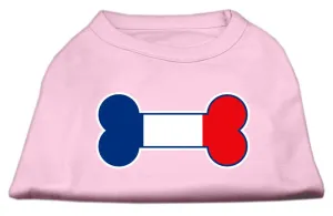 Bone Shaped France Flag Screen Print Shirts Light Pink S (10)