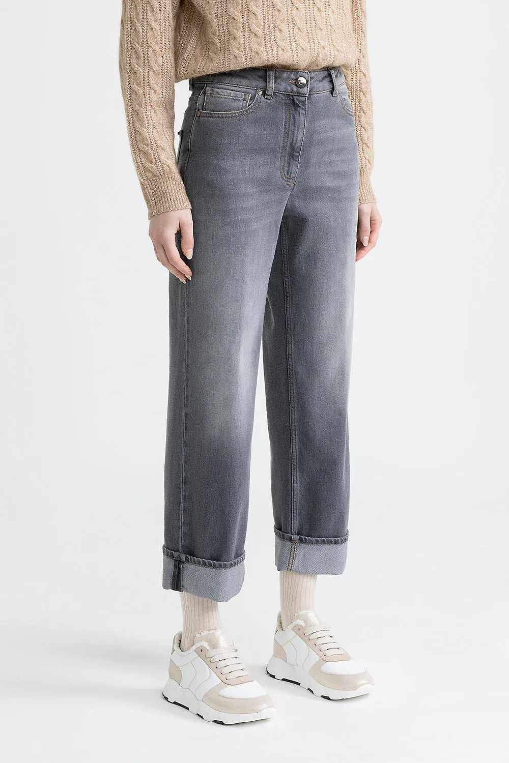 Comfort cotton denim trousers