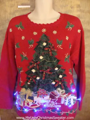 Crazy 80s Red Christmas Sweater with Lights