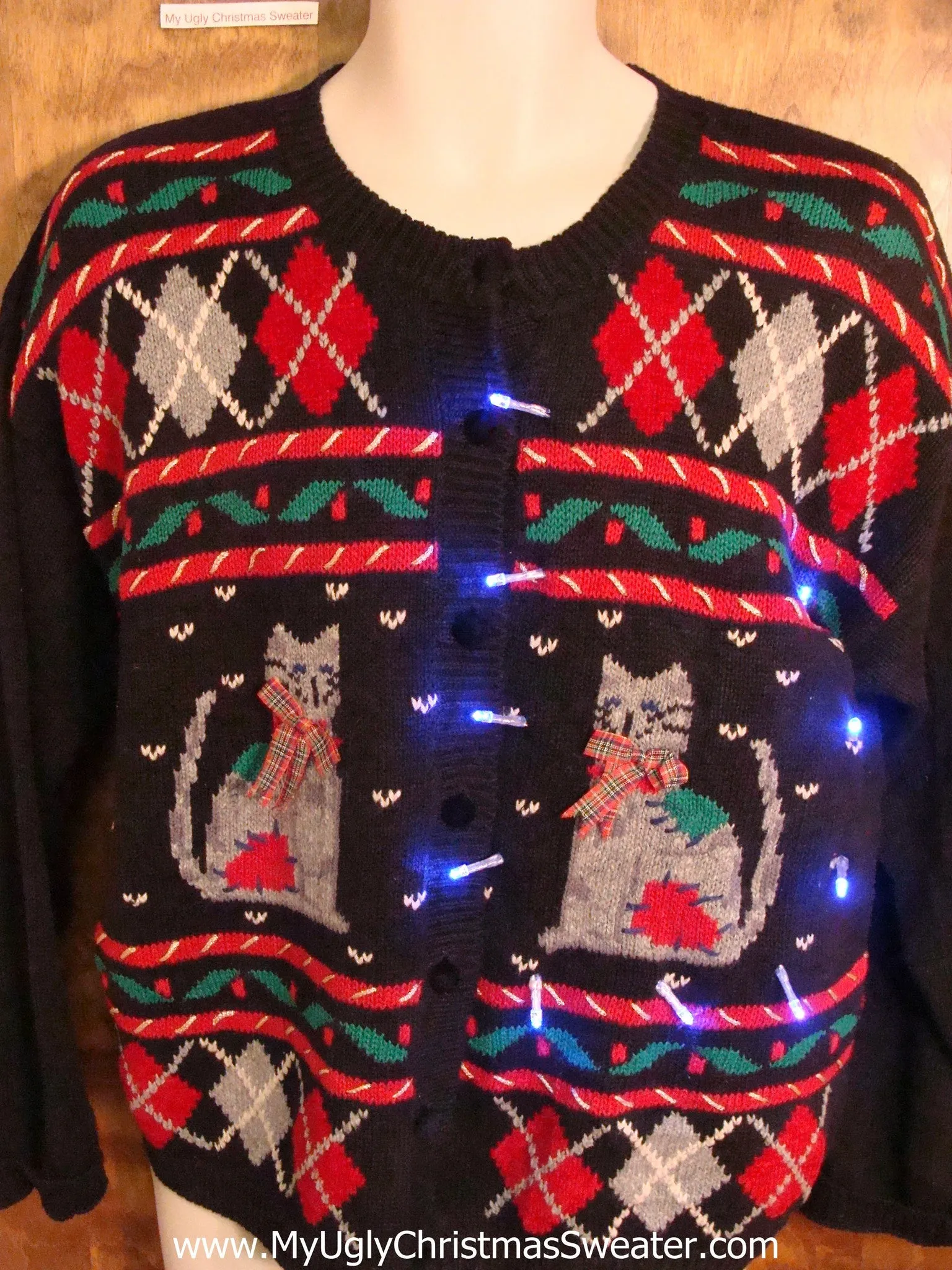 Crazy Cat Lady Funny Light Up Ugly Xmas Sweater