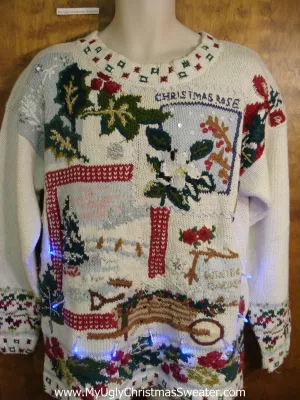 Crazy Winter Wonderland Christmas Sweater with Lights