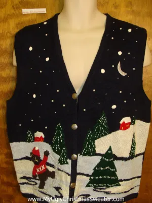 Dancing Bear Ugly Christmas Sweater Vest