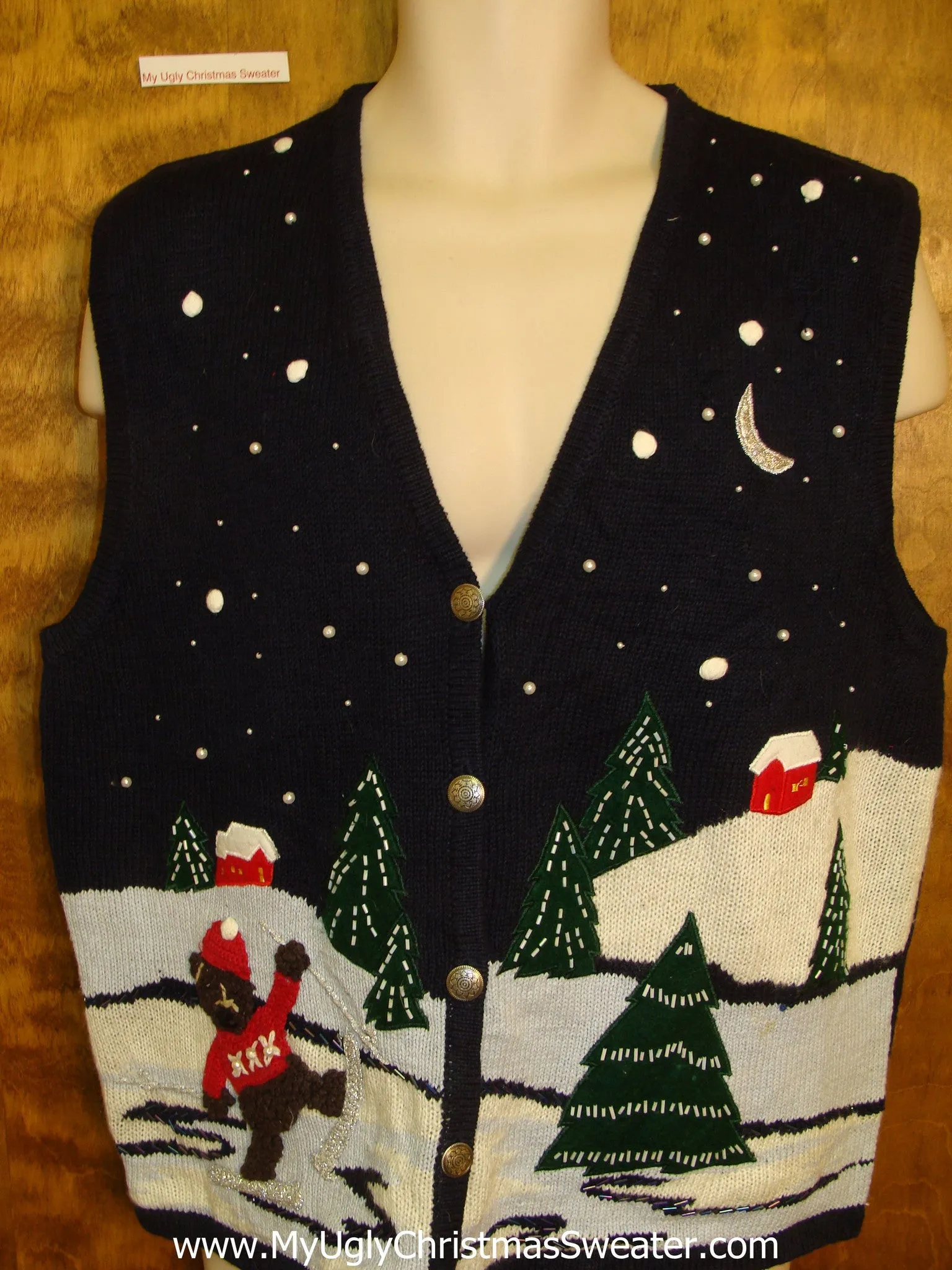 Dancing Bear Ugly Christmas Sweater Vest