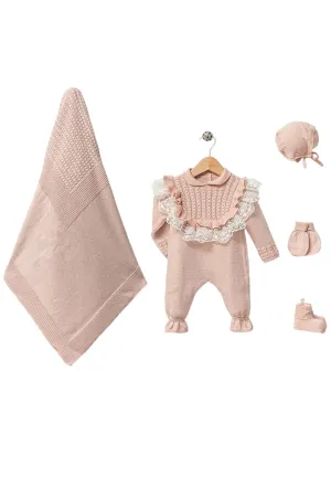 Daphne Powder Newborn Knitwear Coming Home Set (5pcs)