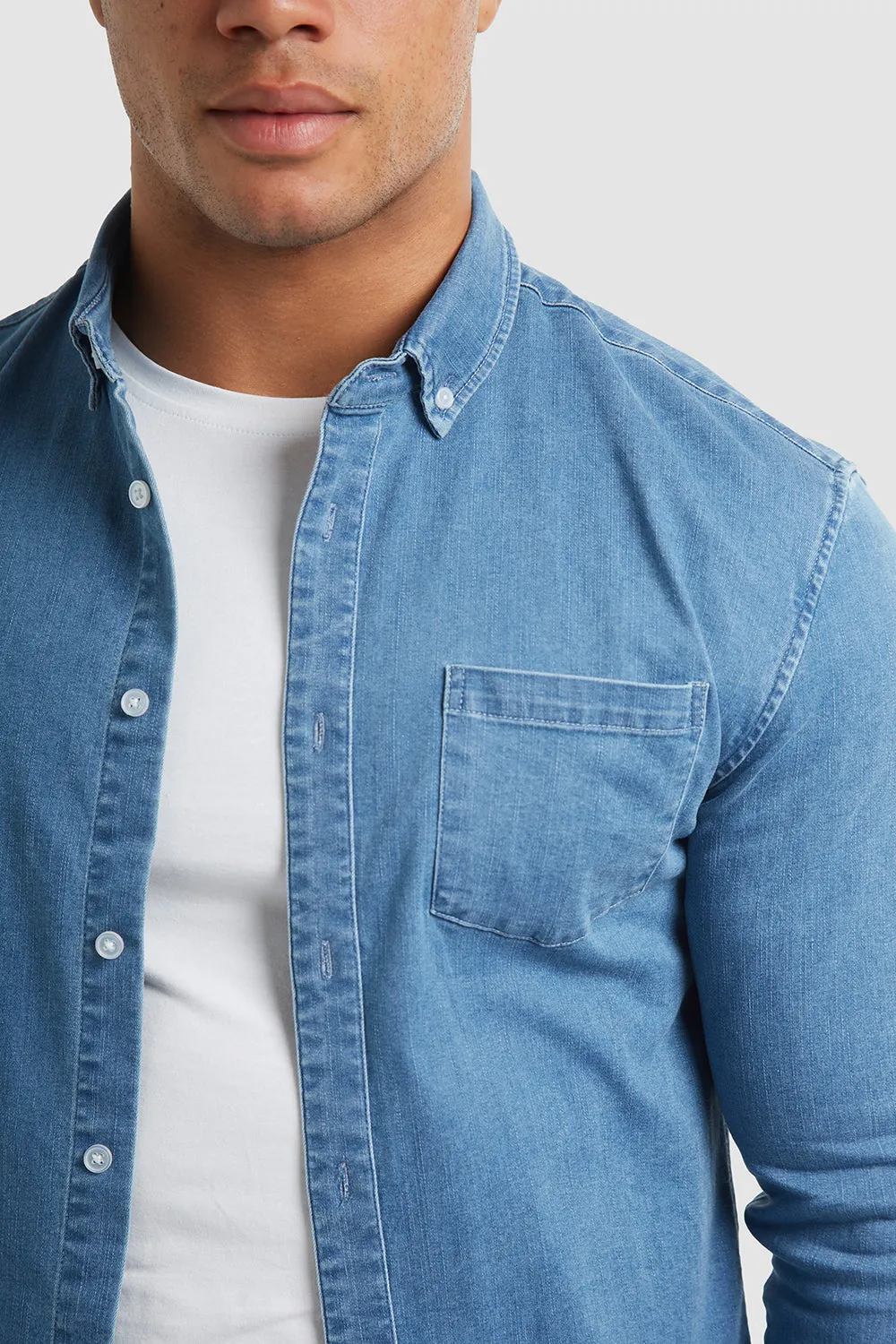 Denim Overshirt in Light Blue