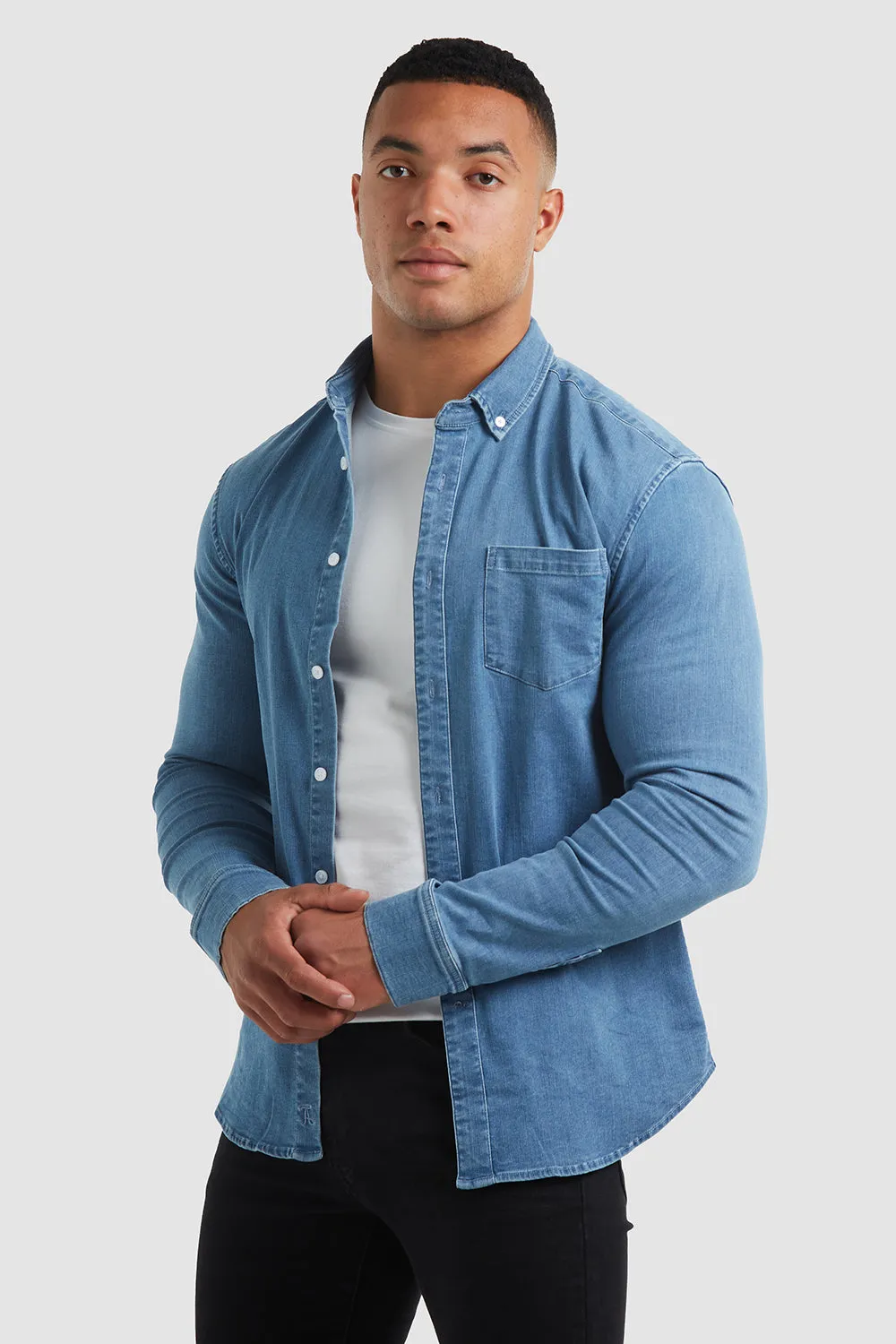 Denim Overshirt in Light Blue