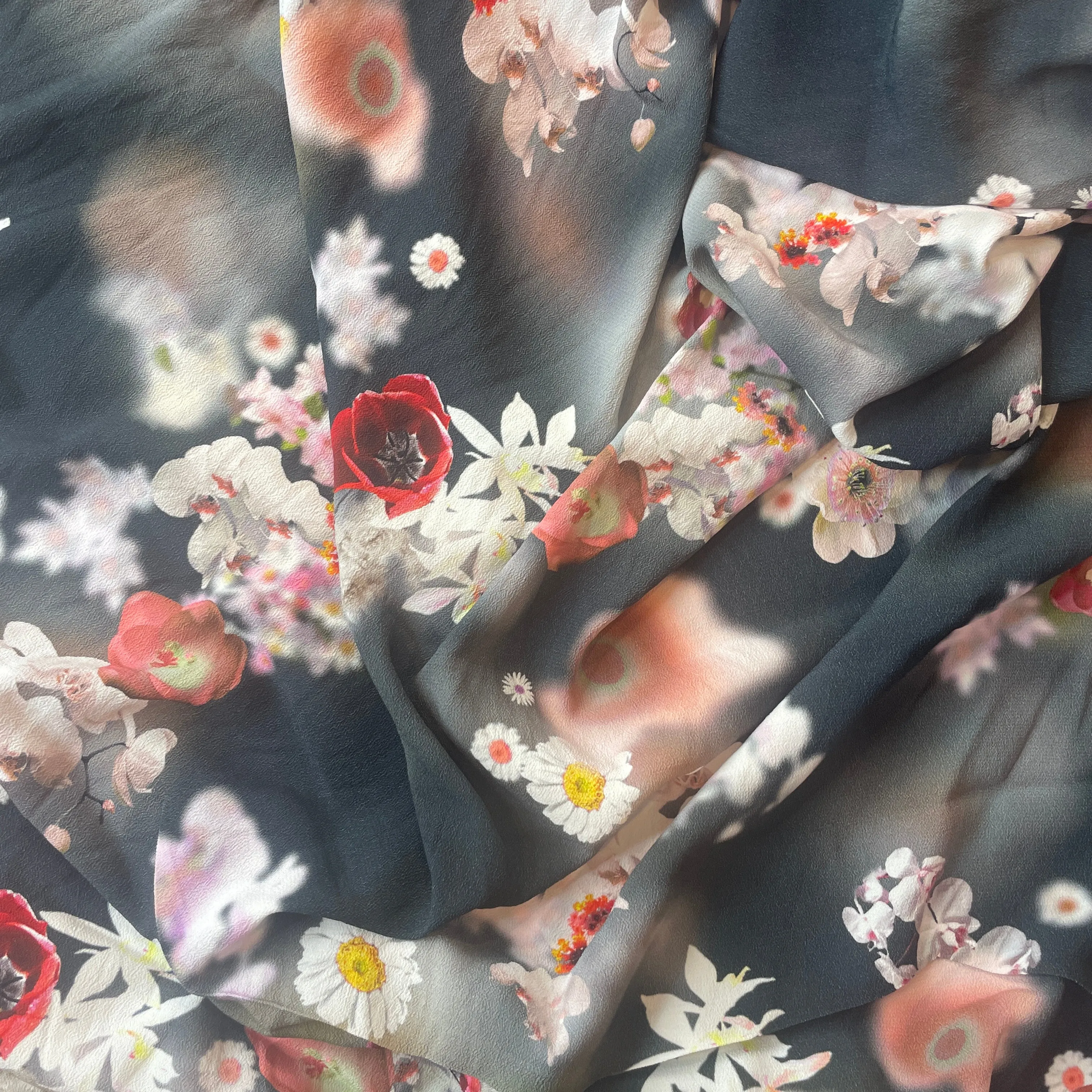 Digital flower cascade viscose crepe