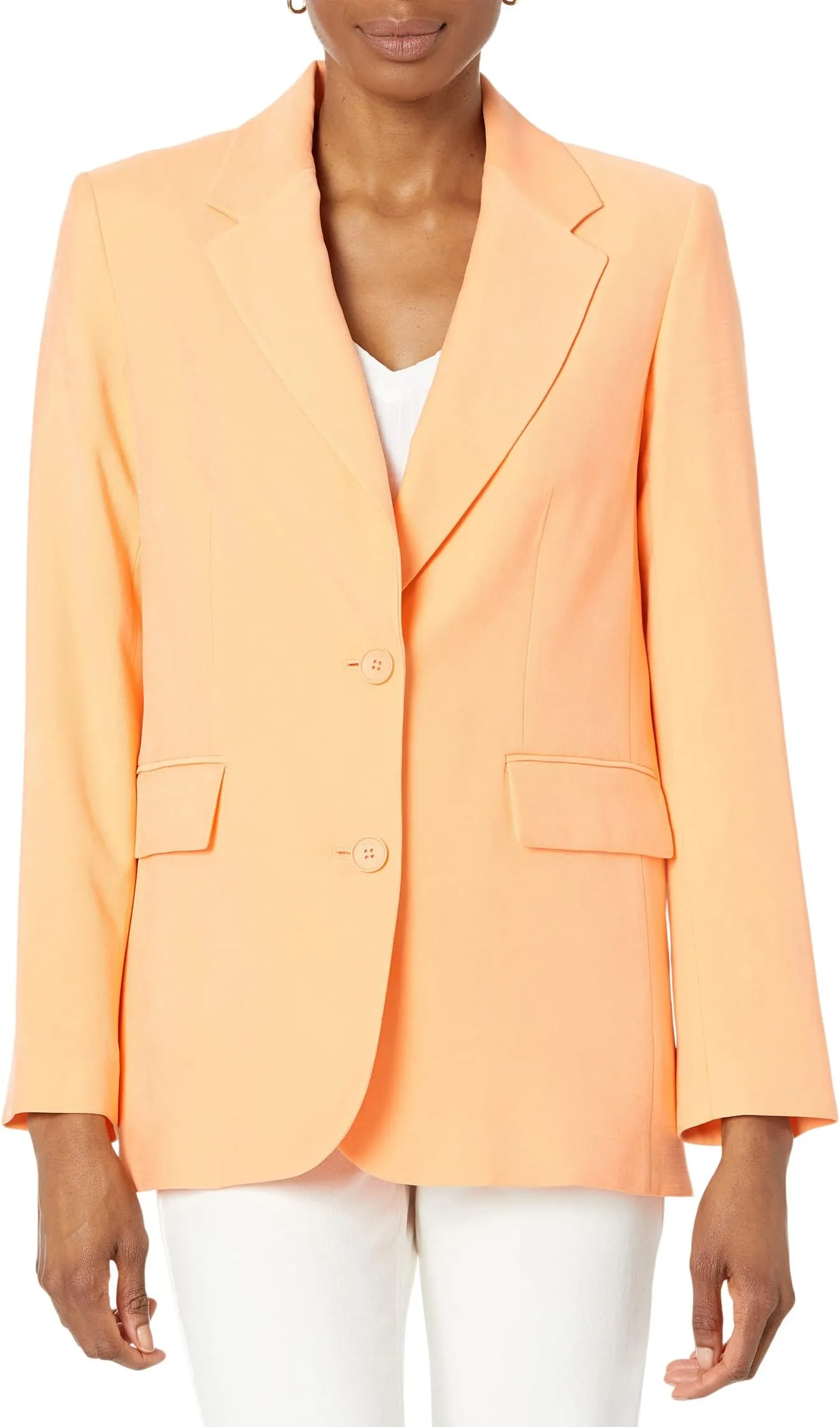 DKNY Matte Twill One Button Jacket in Canteloupe