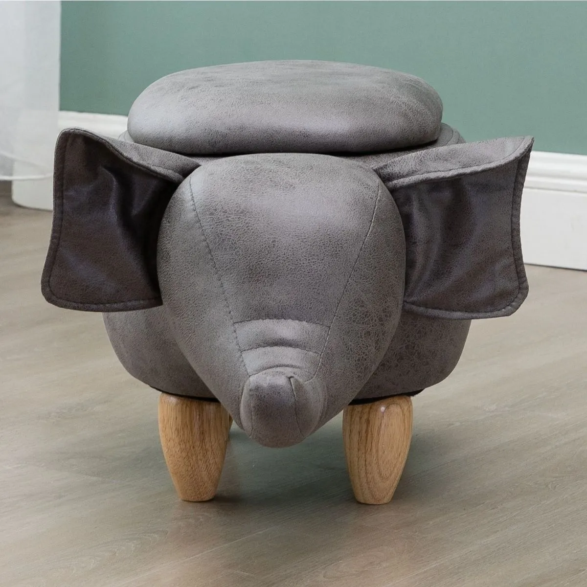 Elle Ash Grey Elephant Ottoman with Storage