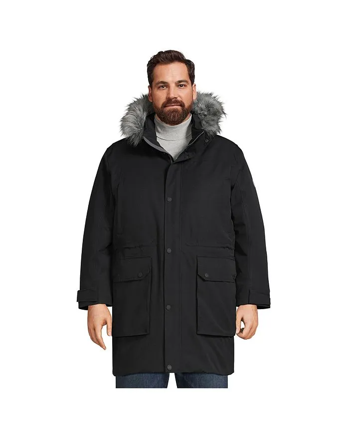 Expedition Lands' End Men's Waterproof Down Winter Parka, Black