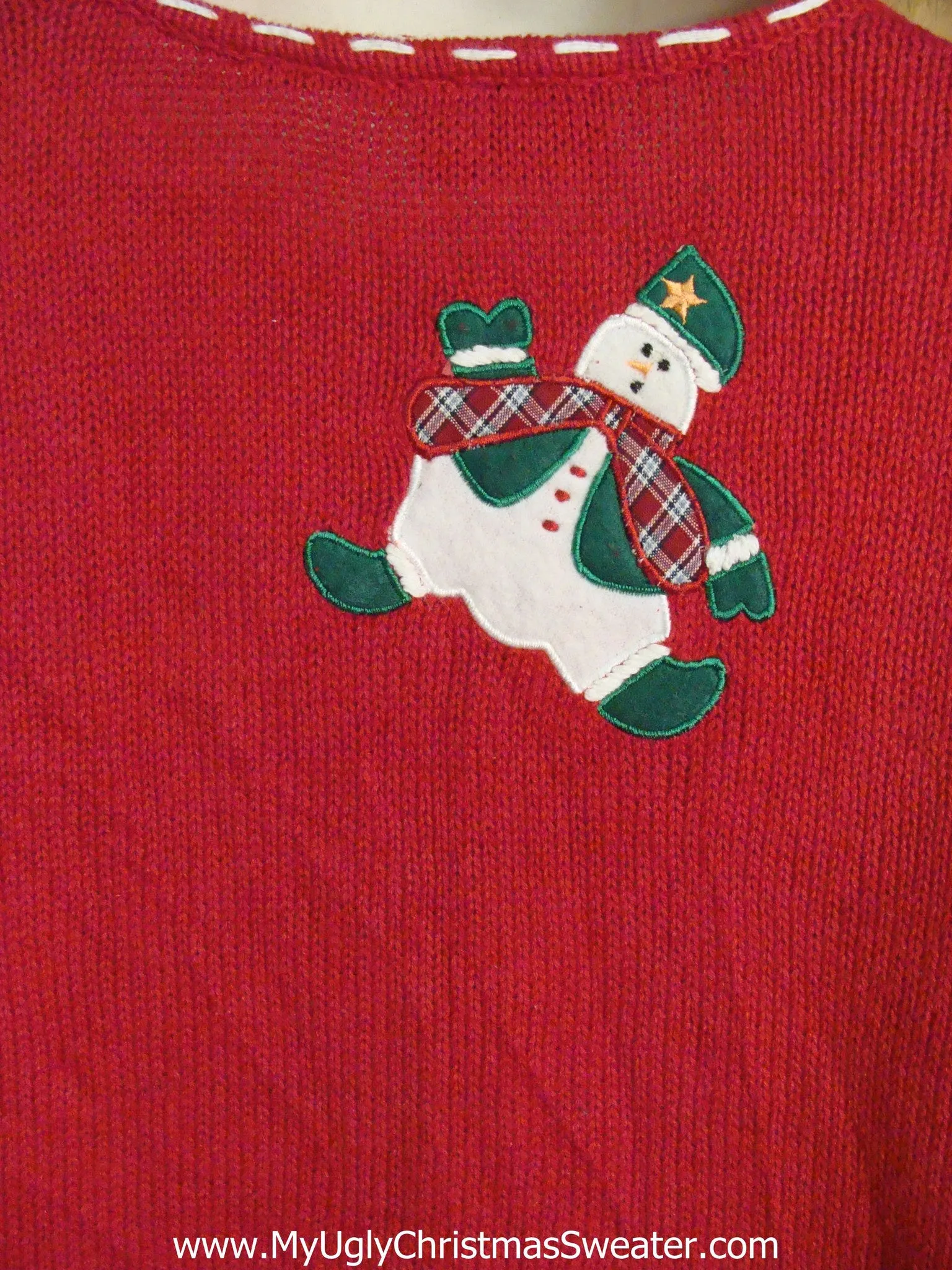 Falling Snowmen Red Light Up Ugly Xmas Sweater Vest