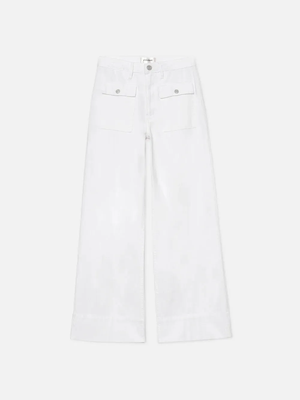 FRAME- The 70's Patch Pocket Crop Straight White