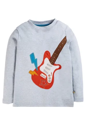 Frugi Adventure Applique Top Grey Marl Guitar