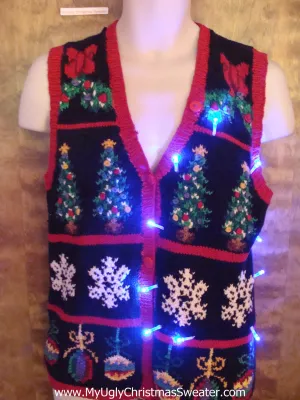 Fun 2sided Busy Light Up Ugly Xmas Sweater Vest