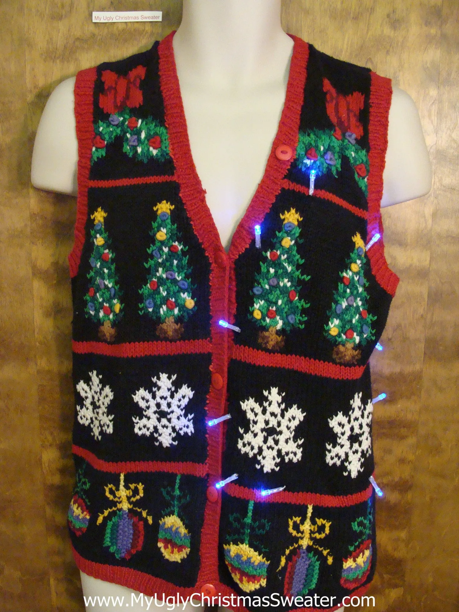 Fun 2sided Busy Light Up Ugly Xmas Sweater Vest