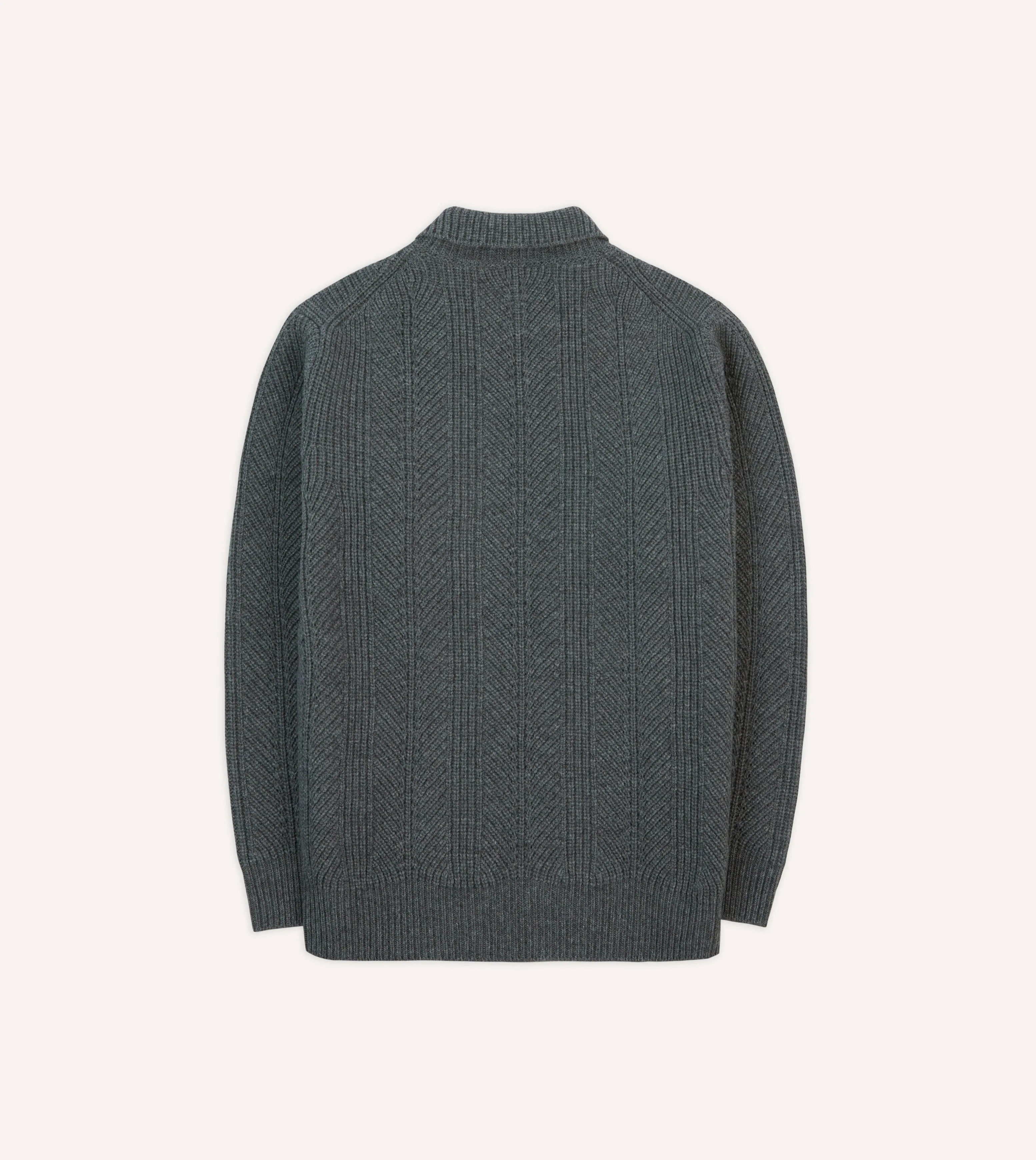 Grey Alpaca Lambswool Integral Collar Jumper