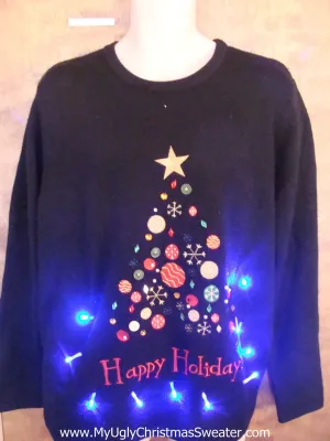 Happy Holidays Christmas Sweater with Lights