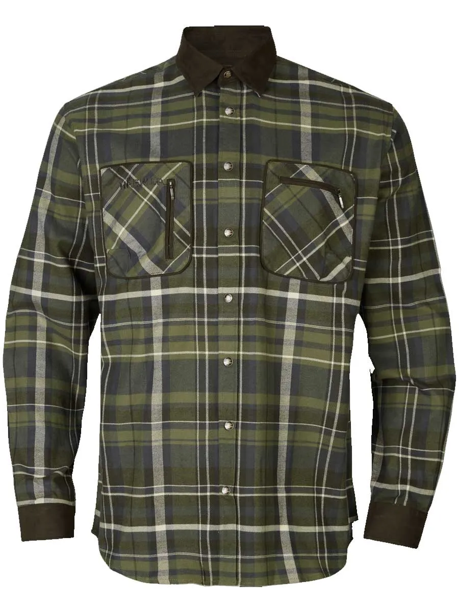 HARKILA Pajala Shirt - Mens Brushed Cotton - Olive Check