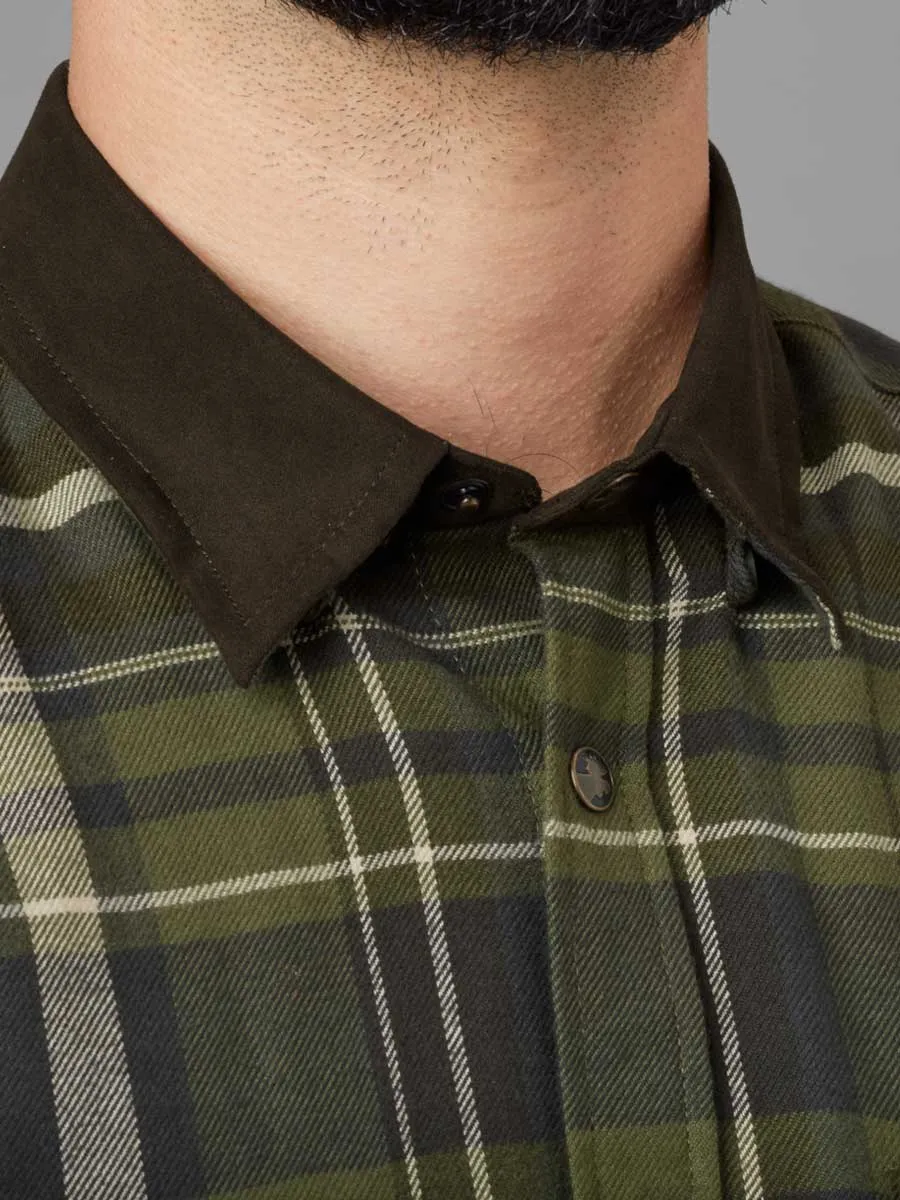 HARKILA Pajala Shirt - Mens Brushed Cotton - Olive Check