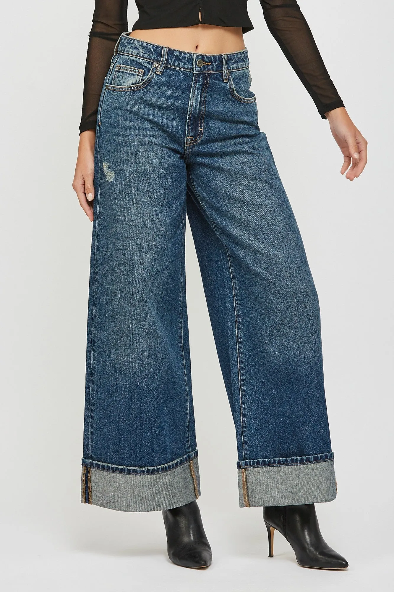 Hidden Super Wide Leg Cuff Jean