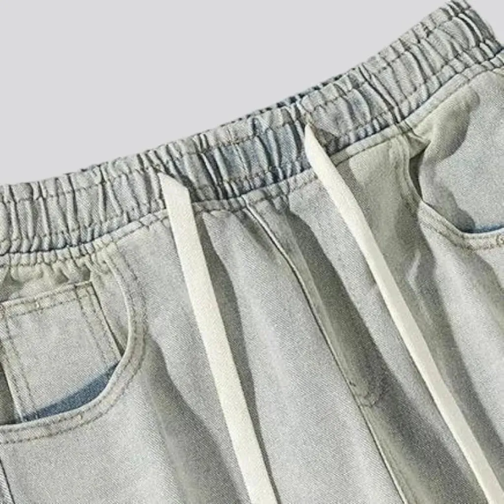 High-waistline stonewashed jeans for men