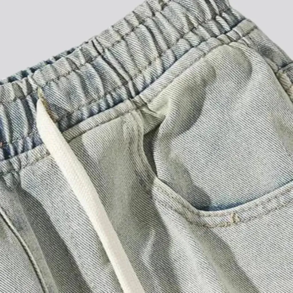 High-waistline stonewashed jeans for men