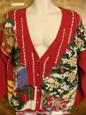 Horrible 80s Over the Top Ugly Christmas Sweater Cardigan