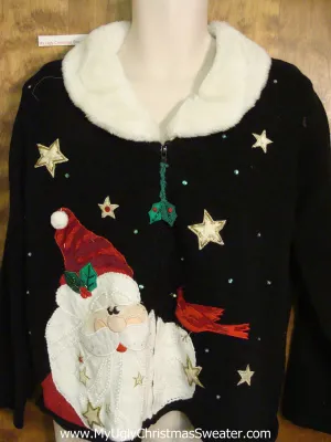 Horrible Ugly Christmas Sweater with Furry Collar