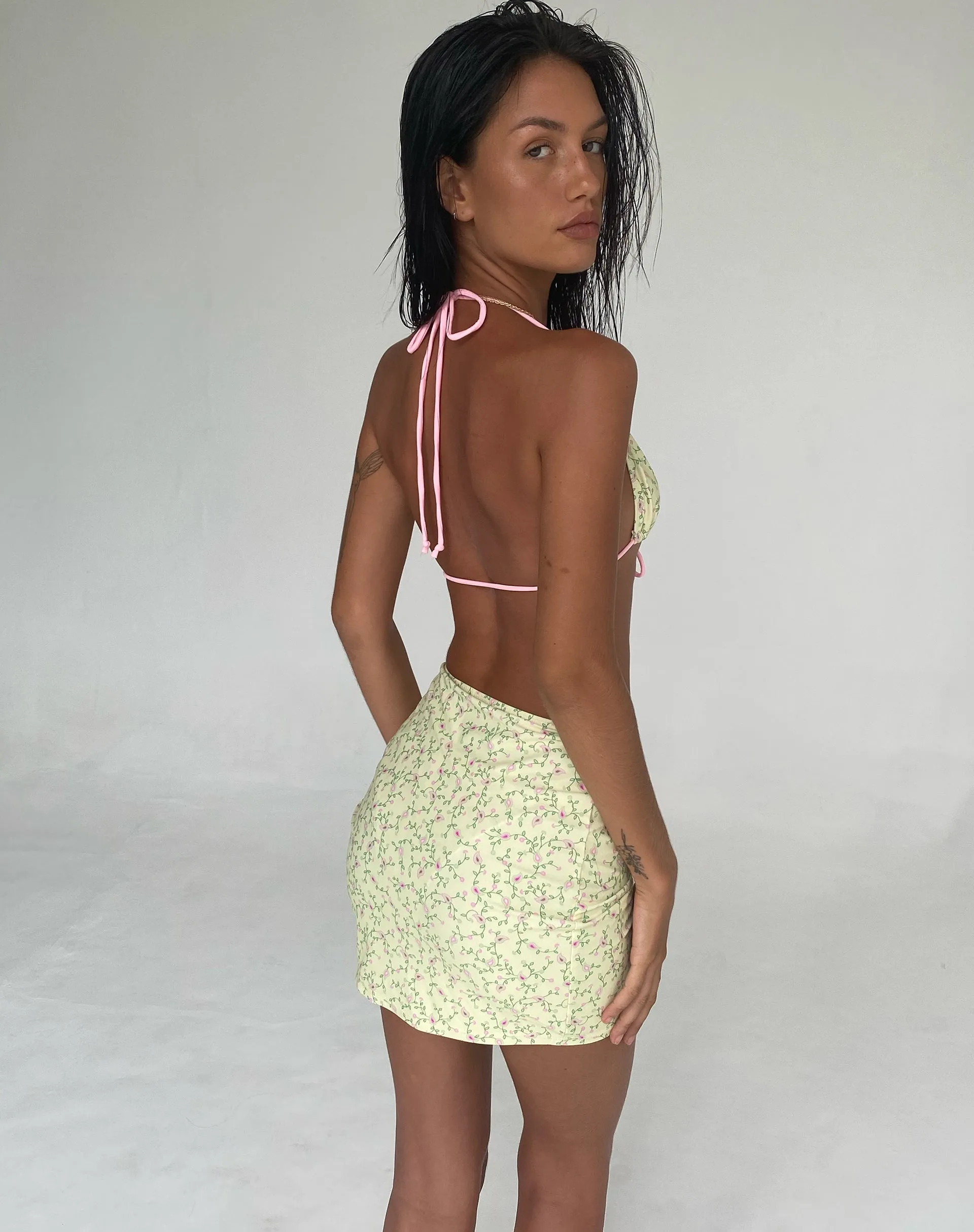 Kelsi Swim Skirt in Paisley Yellow