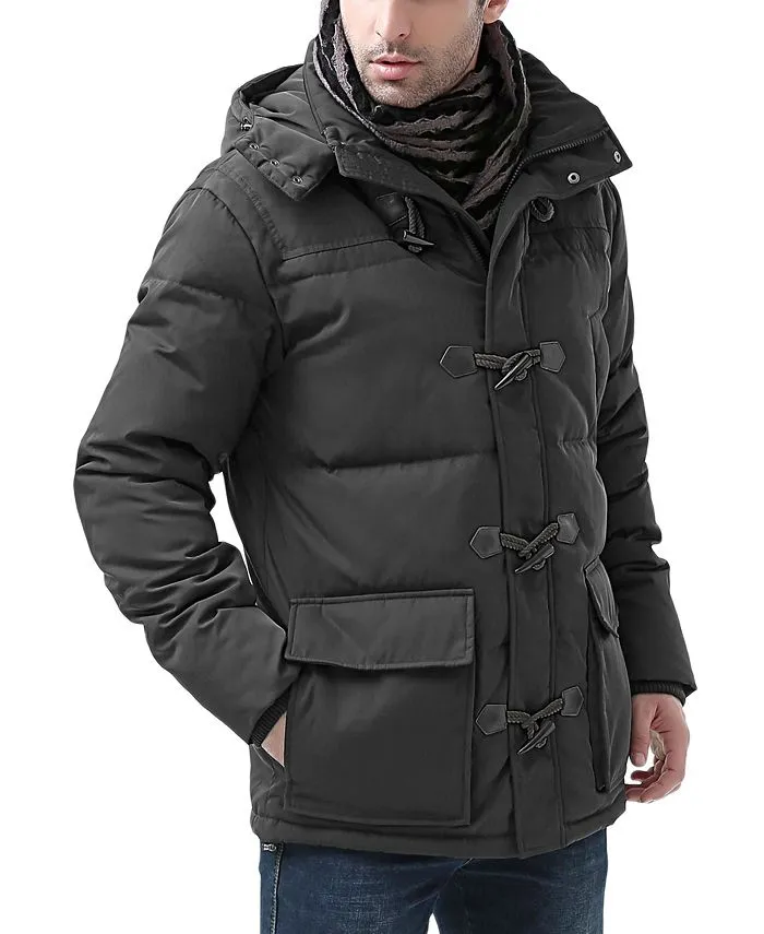 Men's parka with hood and buttons MODERM, black