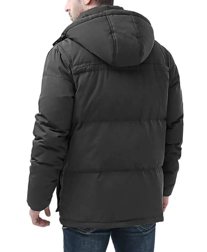 Men's parka with hood and buttons MODERM, black