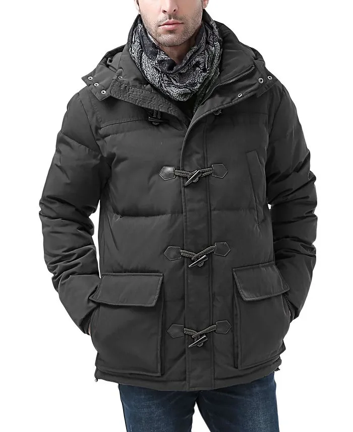 Men's parka with hood and buttons MODERM, black