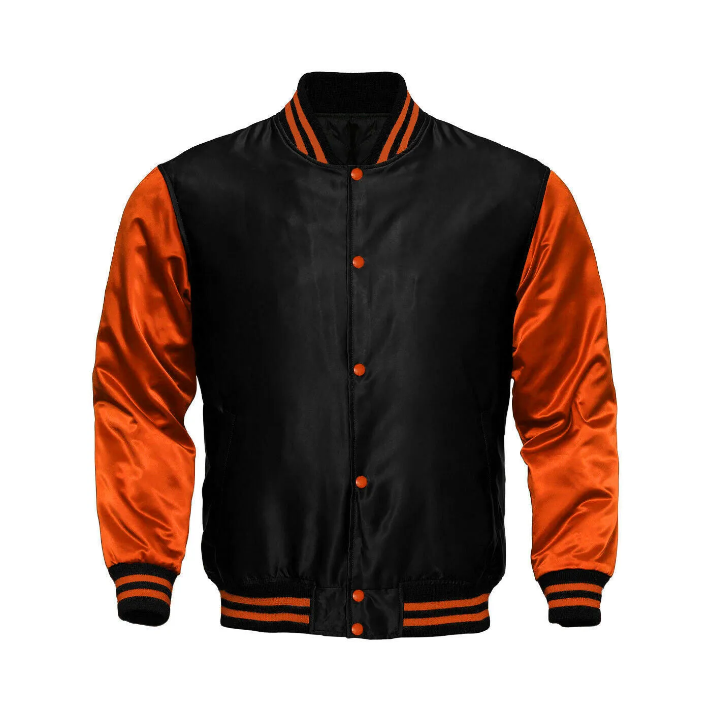 Mens Satin Jacket Black/Orange