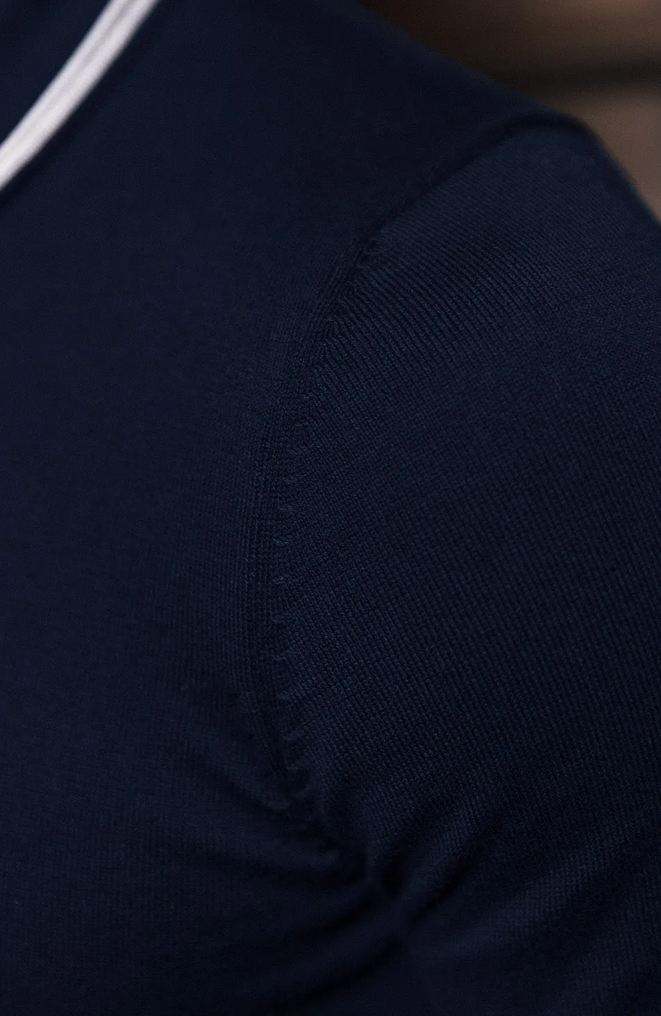 Newbury Slim Knit Piping Zip Polo in Navy