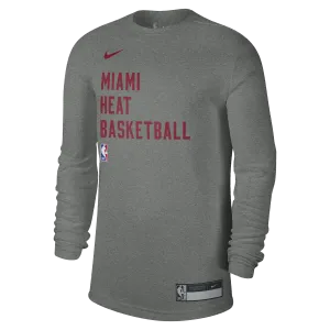 Nike Miami HEAT 2023-24 On-Court Grey Practice Long Sleeve Tee