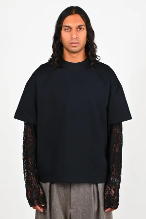 NOFUNOVIĆ 'TÁVROS' Longsleeve Lace Tee in Black