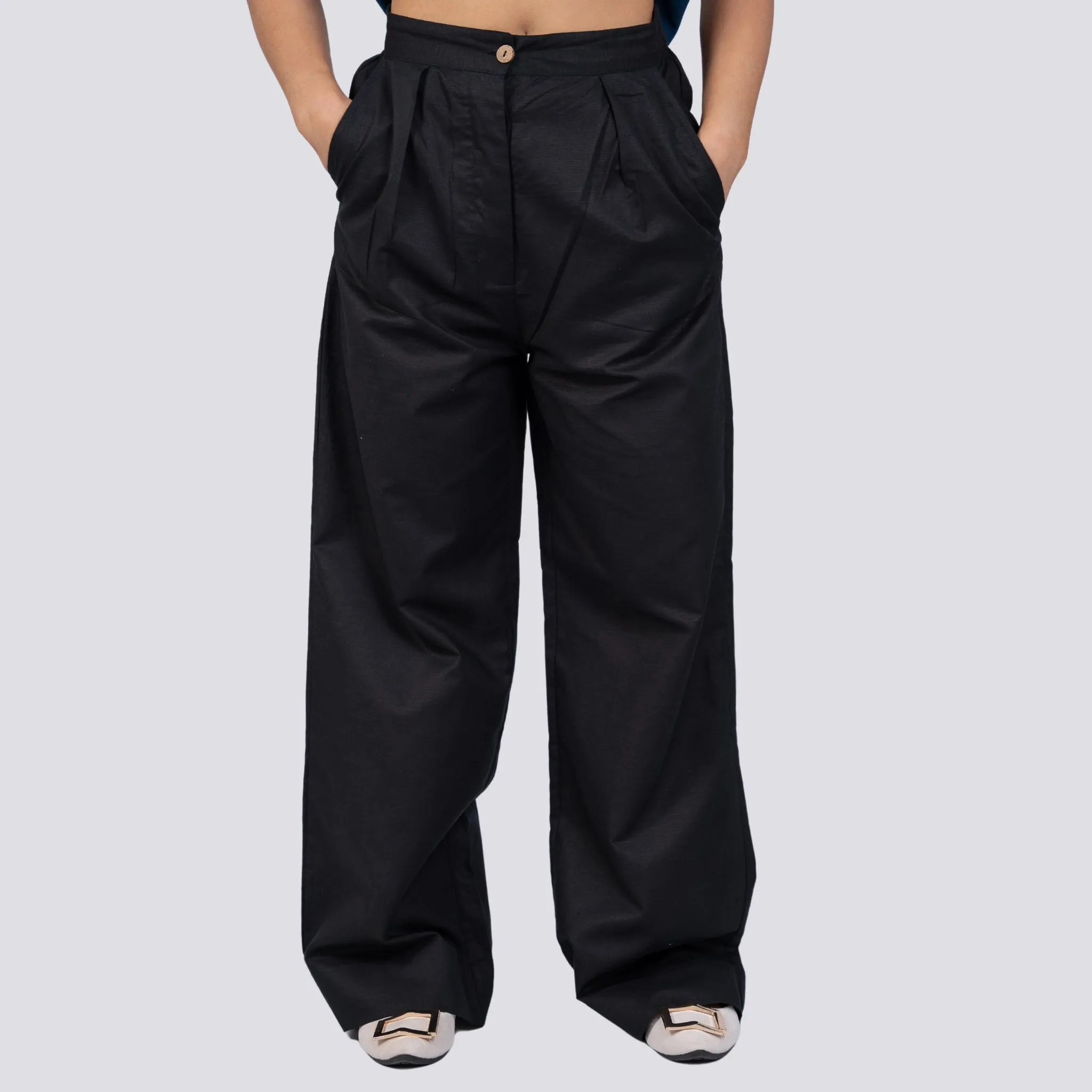 Noir Elegance Wide Leg Trousers | Sustainable Women’s Trousers | KAREE