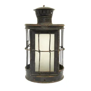 Original British WWI Glazed Glass Bottom Trench Lantern by Christopher Collins - Dated 1916